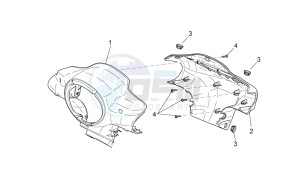 Scarabeo 50 2t e2 (eng. piaggio) drawing Front body I - Headlight support