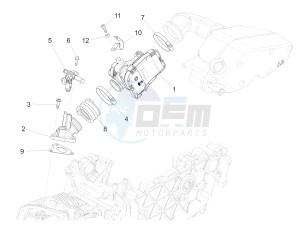 946 125 4T 3V ABS ARMANI (EMEA, APAC) drawing Throttle body - Injector - Union pipe