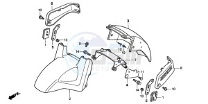 ST1100 drawing FRONT FENDER (ST1100AT/AV/AW)