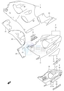 GSX-R750 (E2) drawing UNDER COWLING BODY (MODEL W)