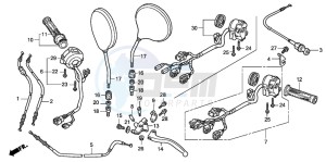 CB900F 919 drawing HANDLE LEVER/SWITCH/CABLE