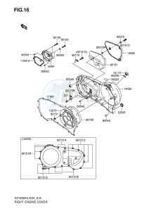 VZ1600 (E24) drawing RIGHT ENGINE COVER