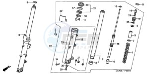 VFR800A9 France - (F / ABS CMF MME TWO) drawing FRONT FORK