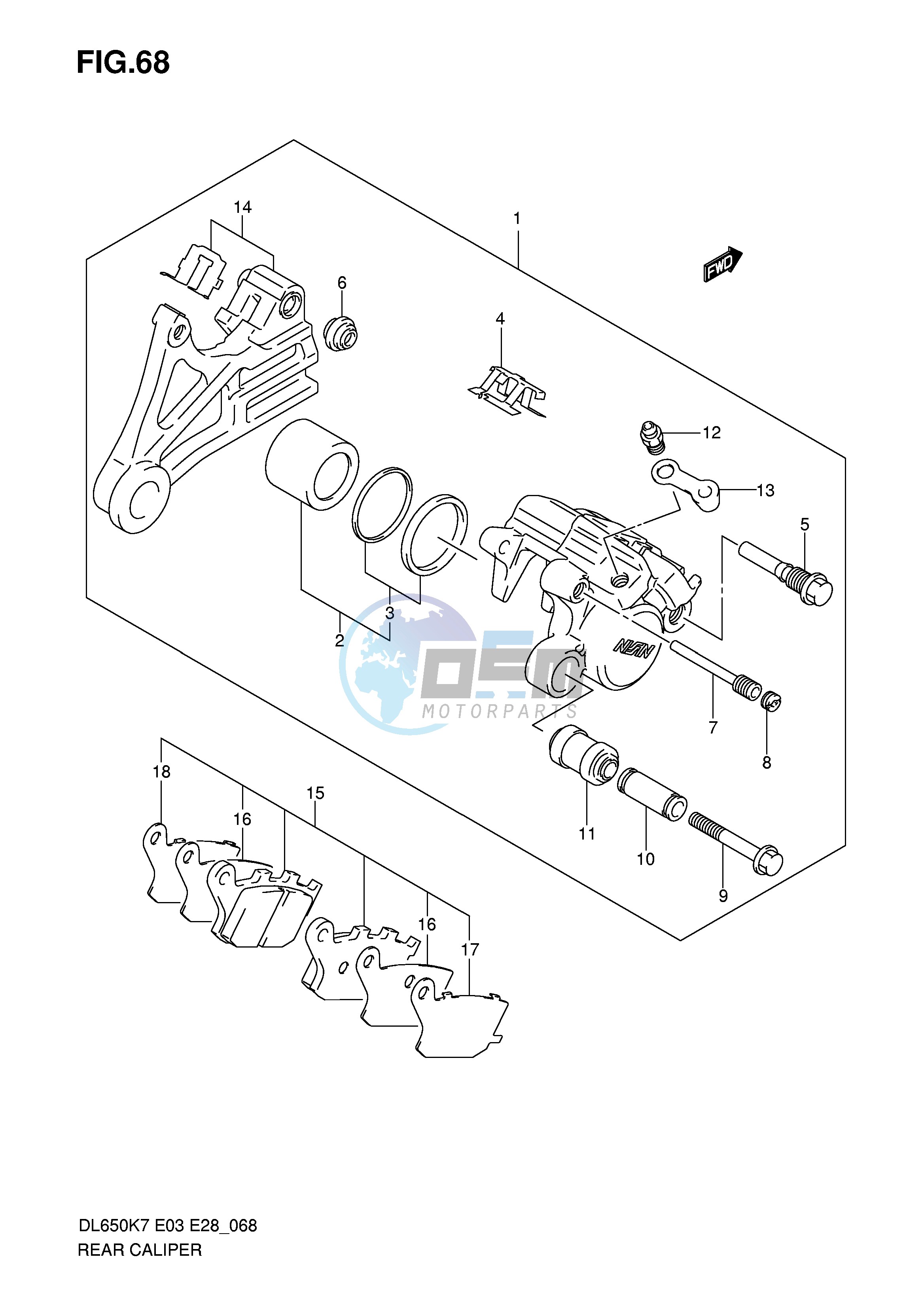 REAR CALIPER (DL650K7 K8 K9 L0)