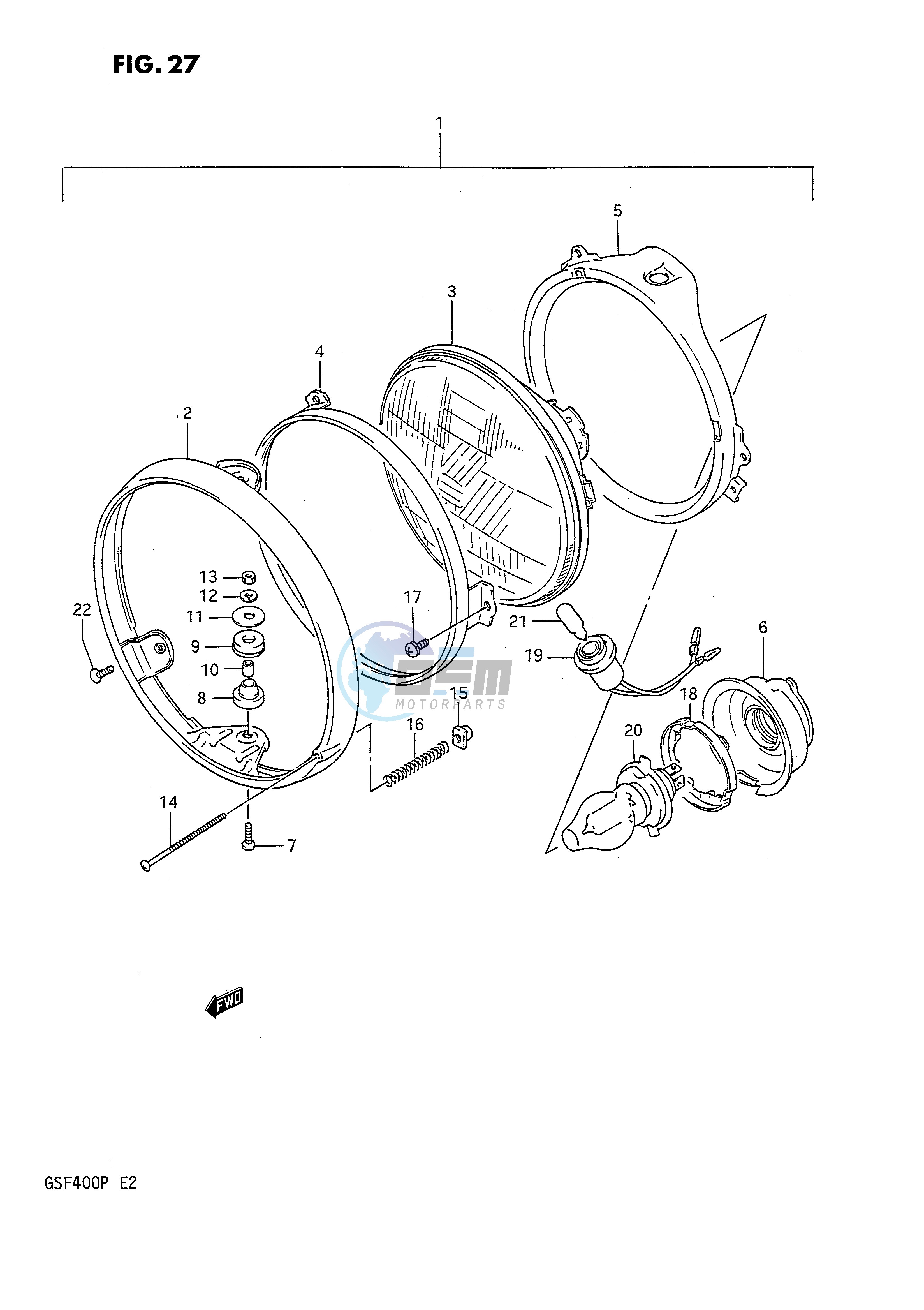 HEADLAMP (MODEL M N E4,E16,E21,E22,E25,E34,E53)