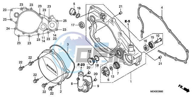 R. CRANKCASE COVER/WATER PUMP