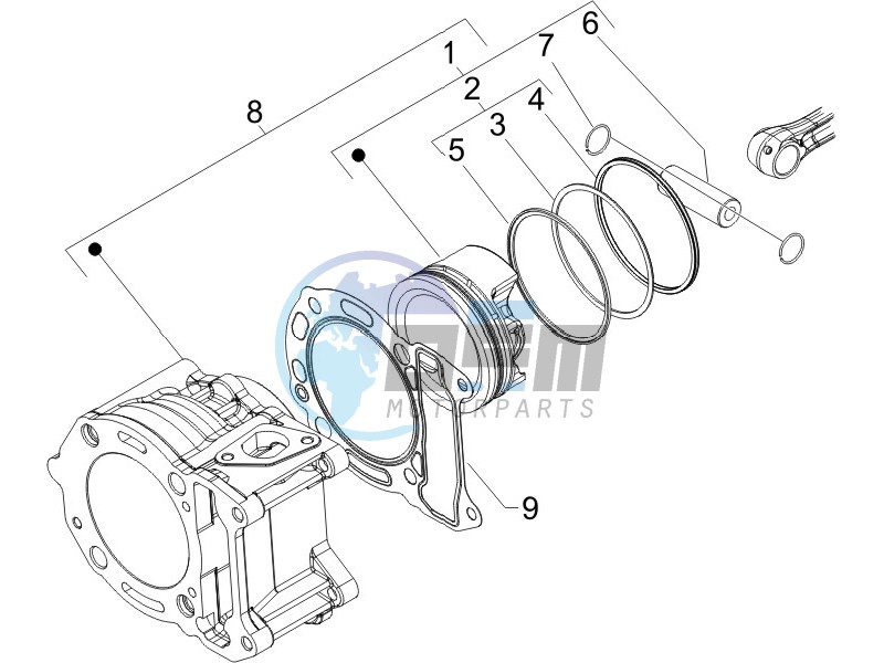 Cylinder-piston-wrist pin unit