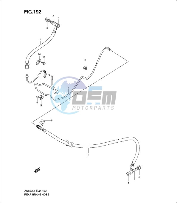 REAR BRAKE HOSE (AN650AL1 E51)