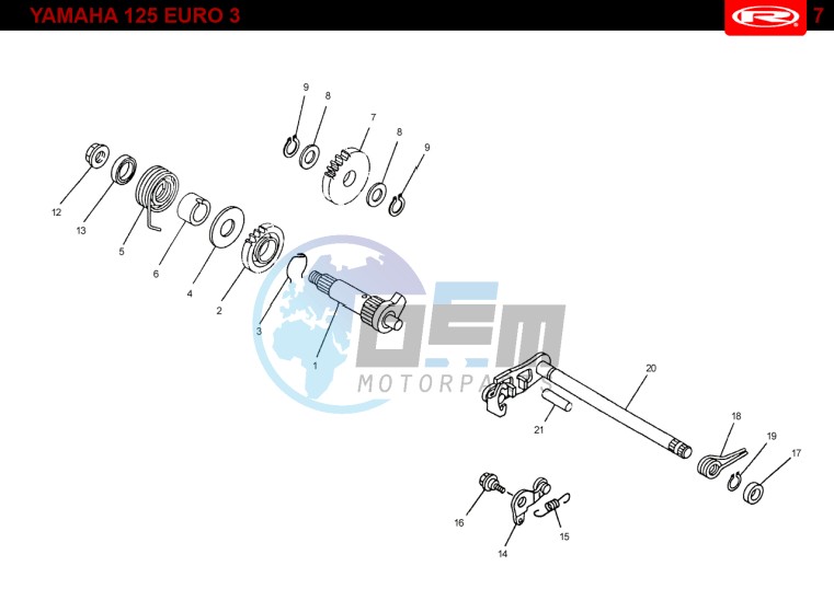 KICKSTART SHAFT  Yamaha 125 EURO-3