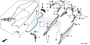 VFR800XD CrossRunner - VFR800X UK - (E) drawing SEAT/REAR COWL