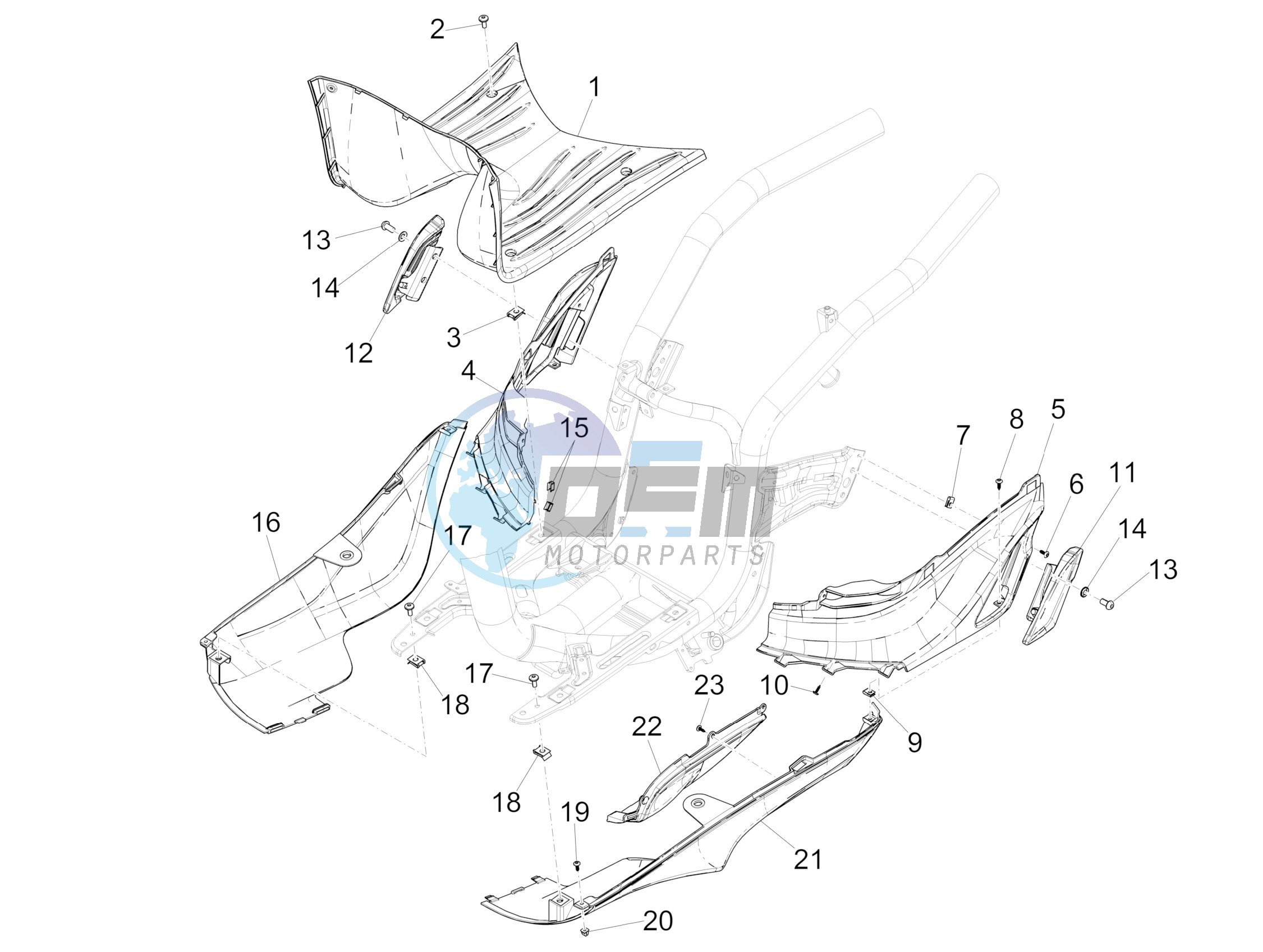 Central cover - Footrests