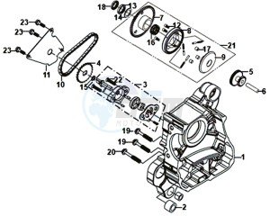 JET 14 125/XB1 (XC12WW-EU) (E4) (L7-M0) drawing CRANKCASEDEEL RIGHT / OIL PUMP