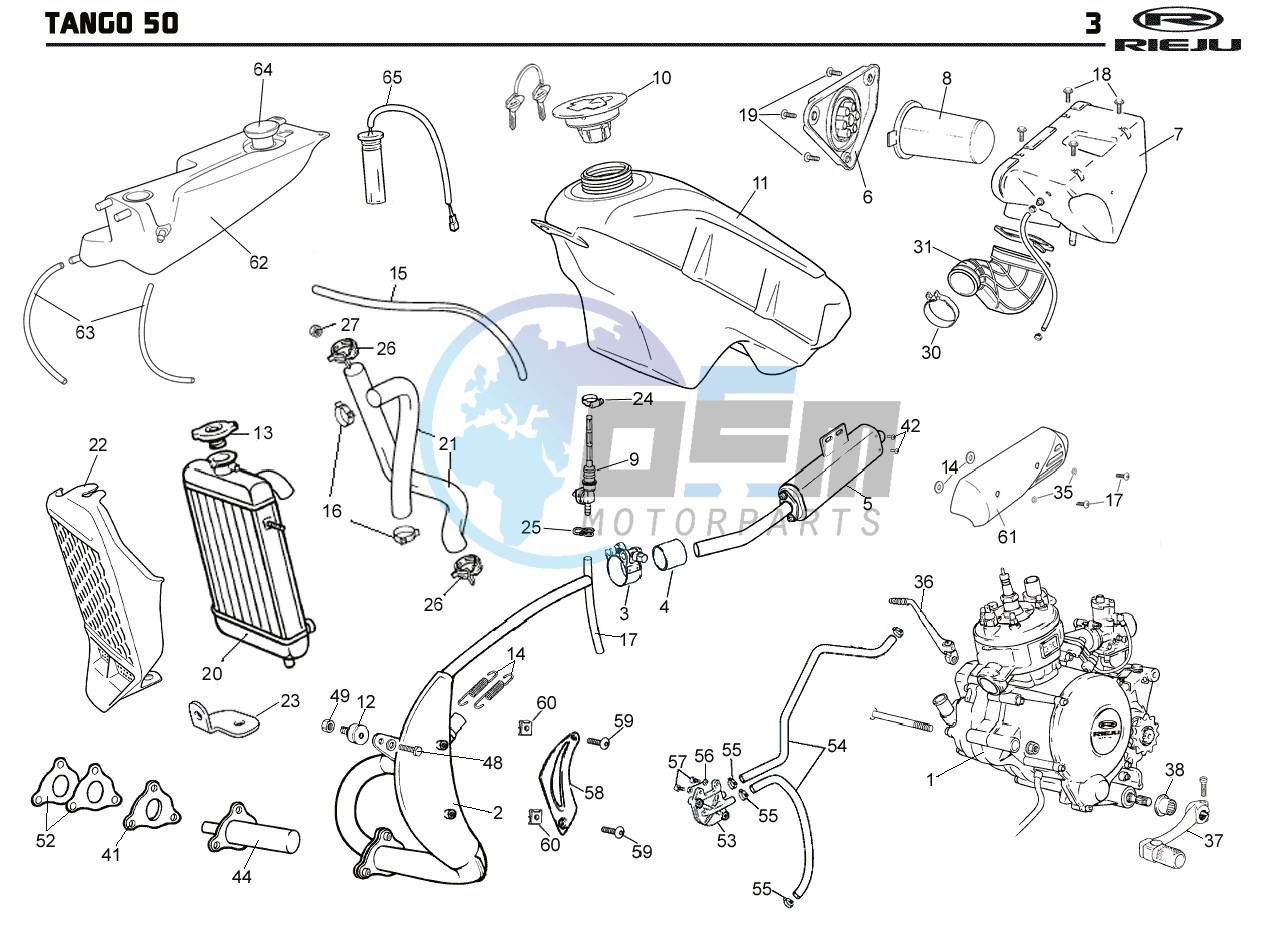 EXHAUST,RADIATOR,TANK, AIRFILTER