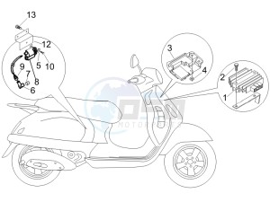 Granturismo 200 L USA drawing Voltage Regulators -ECU - H.T. Coil