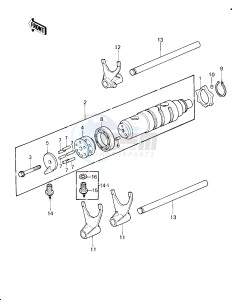 KZ 1300 A (A1-A3) drawing GEAR CHANGE DRUM & FORKS