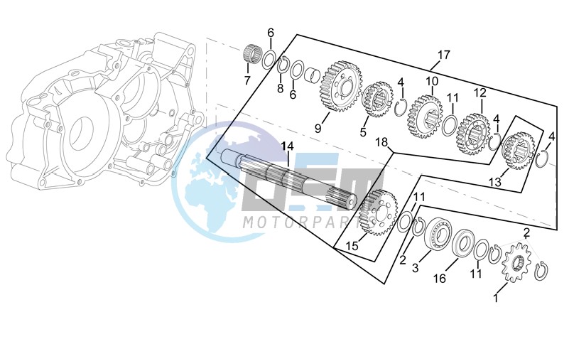 Gearbox driven shaft I