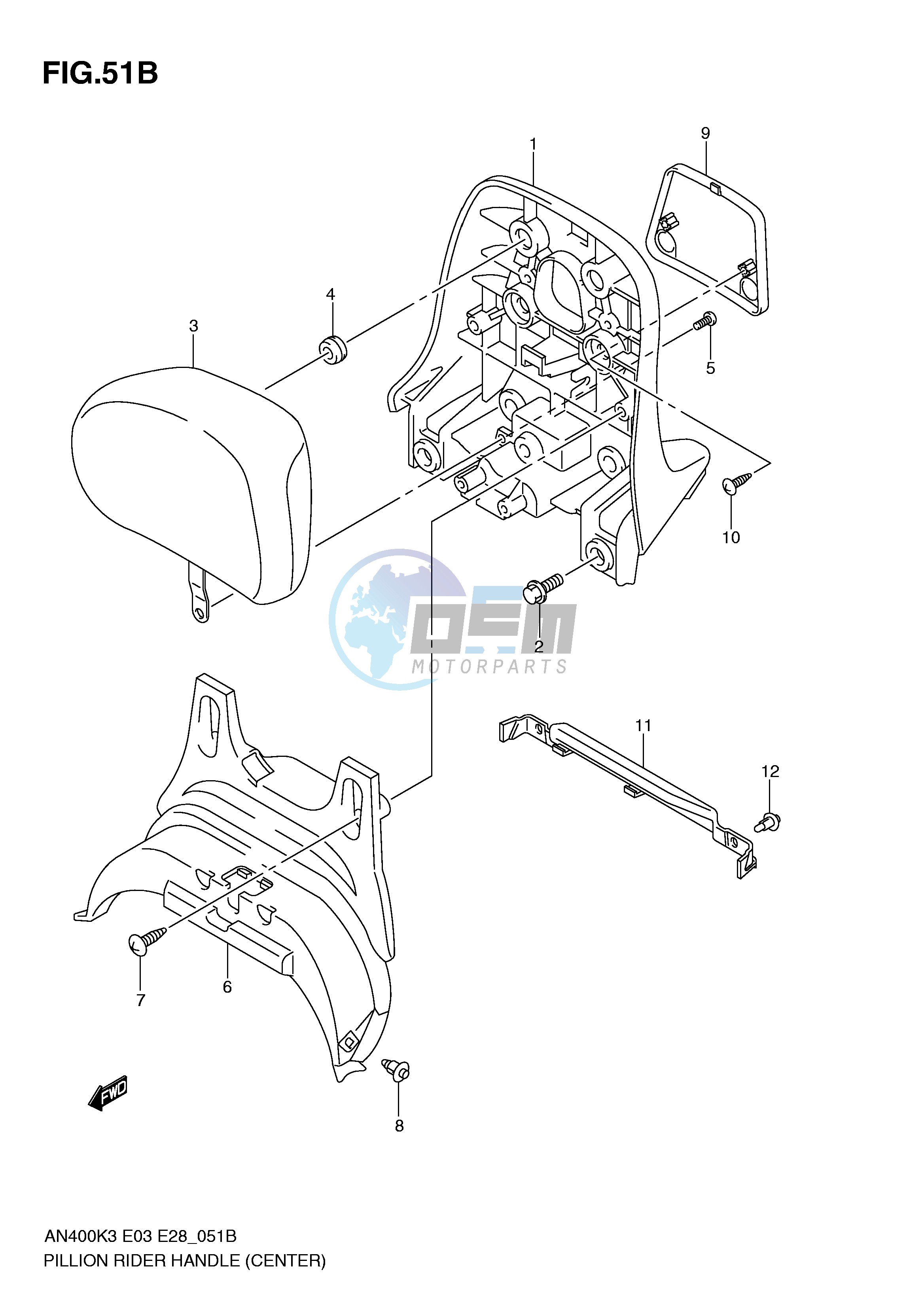 PILLION RIDER HANDLE (CENTER)(MODEL K5 K6)