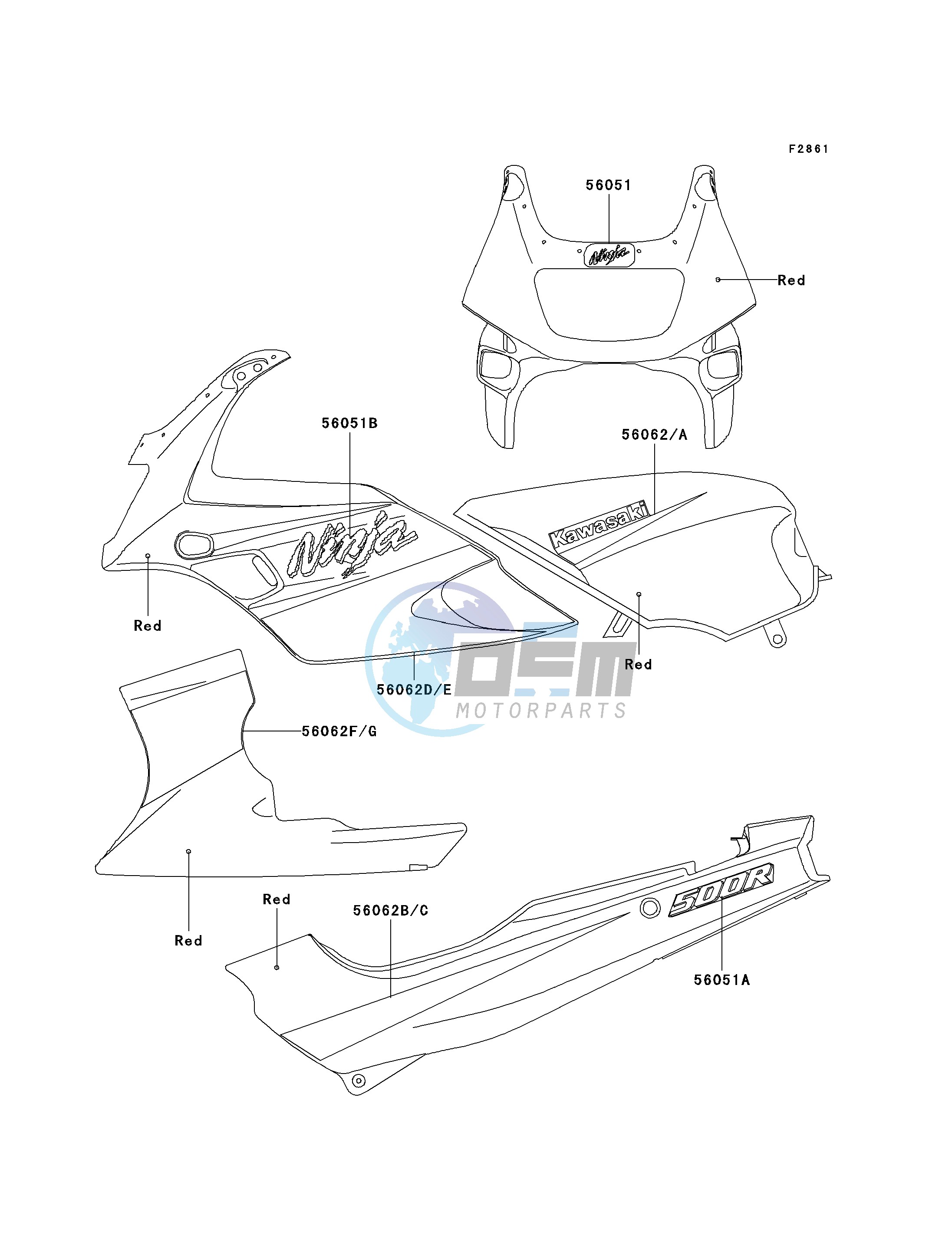 DECALS-- RED- --- EX500-D6- -