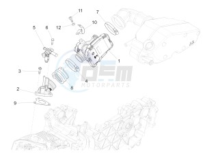 946 150 4T 3V ABS ARMANI (APAC) (A, C) drawing Throttle body - Injector - Union pipe