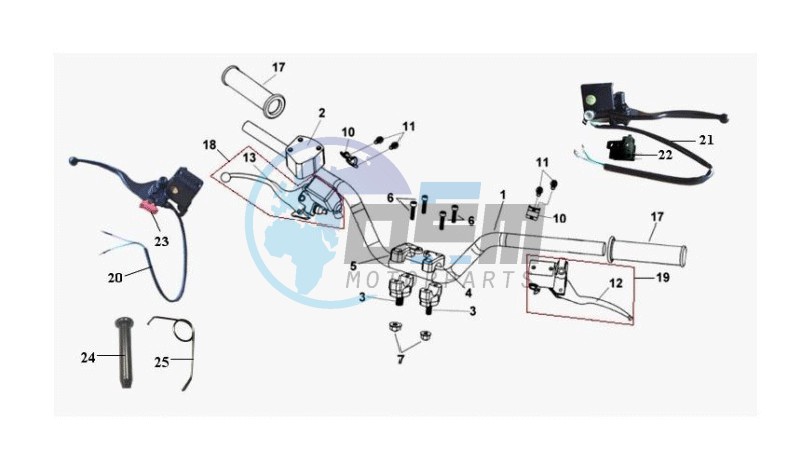 HANDLEBAR / BRAKE LEVERS CPL L / R