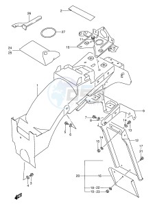 GSX600F (E2) Katana drawing REAR FENDER (MODEL J K L M N P R)