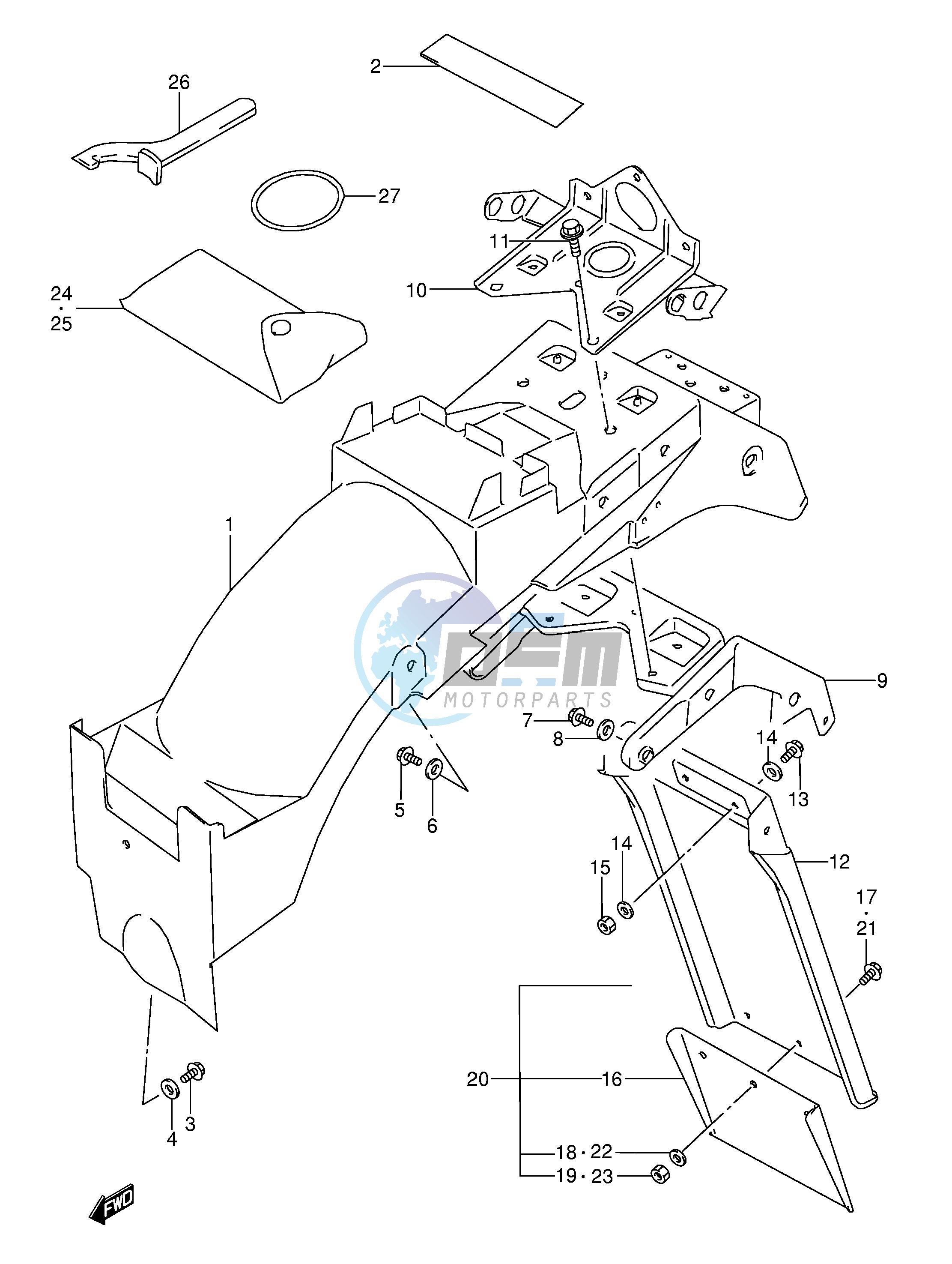 REAR FENDER (MODEL J K L M N P R)