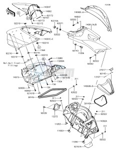 JET SKI ULTRA 310X JT1500LGF EU drawing Hull Middle Fittings