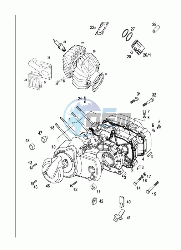 Crankcase-cylinder-piston