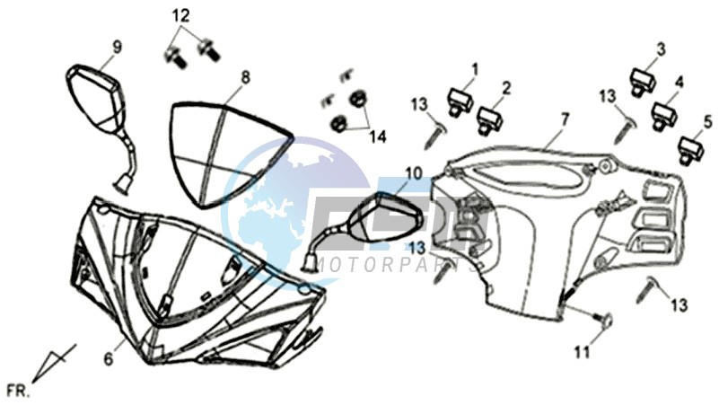 HEAD LIGHT COVER / SPEEDOMETER COWL / MIRRORS