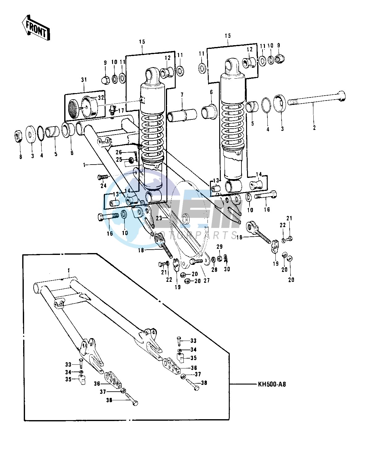 SWING ARM_SHOCK ABSORBERS -- 73-75 D_E_F & 76 A8- -