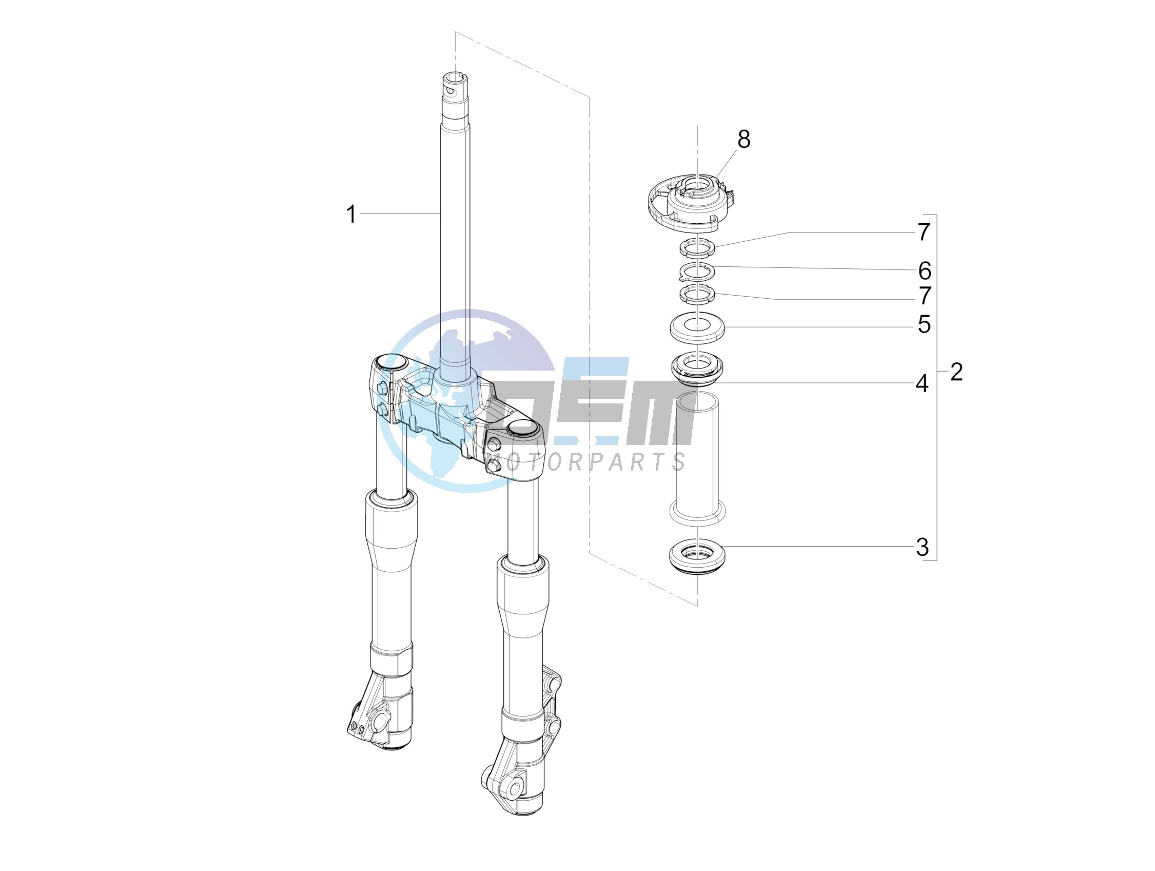 Fork/steering tube - Steering bearing unit