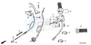 CRF50F9 Australia - (U) drawing HANDLE LEVER/SWITCH/CABLE