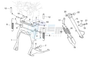 Scarabeo 125-150-200 (eng. Rotax) drawing Central stand