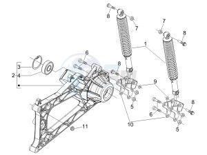 MP3 500 Tourer (USA) USA drawing Rear suspension - Shock absorbers