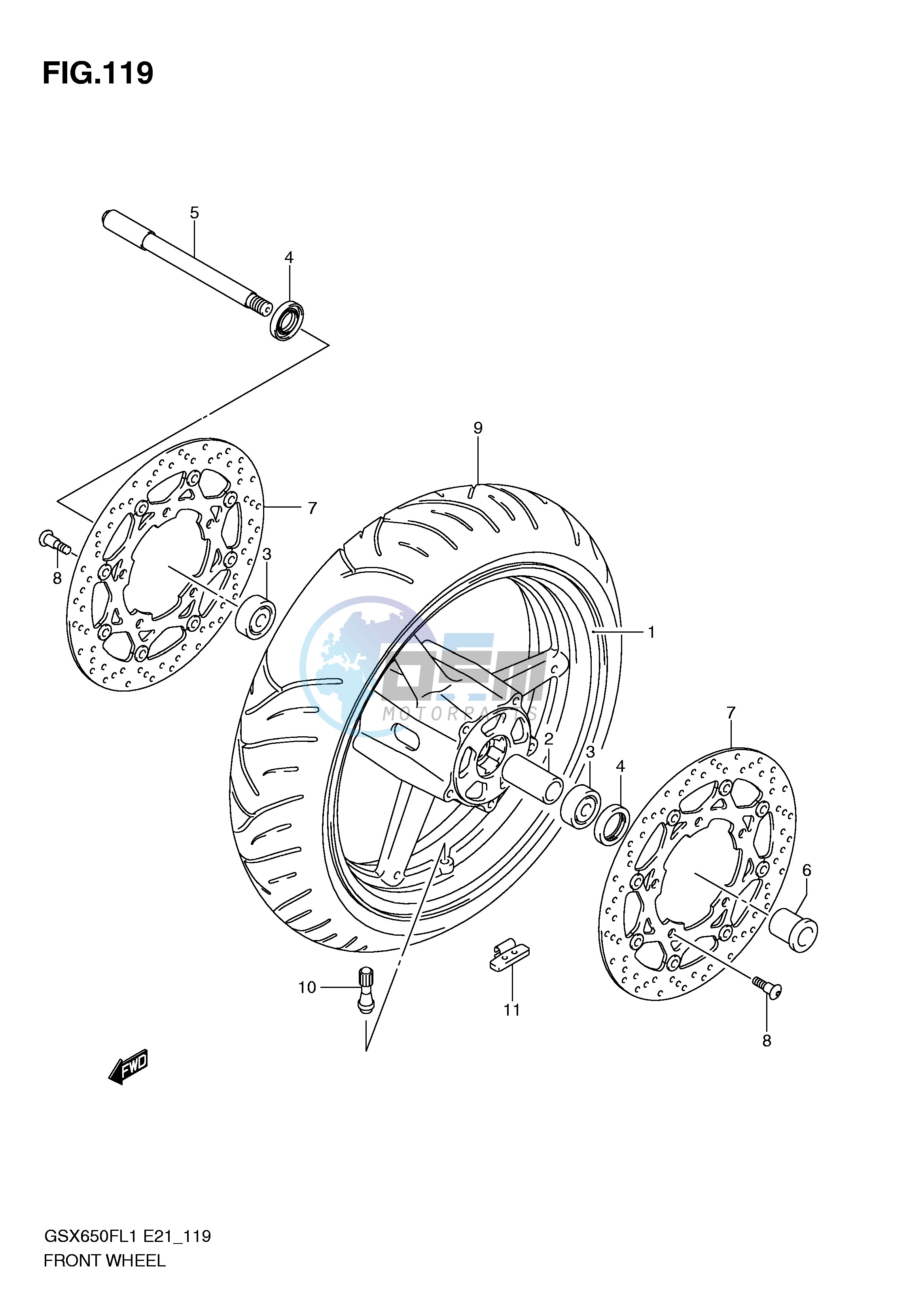 FRONT WHEEL (GSX650FUL1 E21)