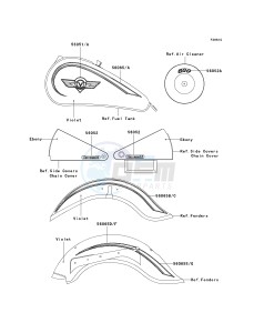 VN 800B [VULCAN 800 CLASSIC] (B6-B9) [VULCAN 800 CLASSIC] drawing DECALS-- VIOLET- --- VN800-B7- -