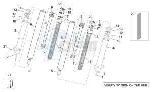 Scarabeo 125-200 e3 (eng. piaggio) drawing Kaifa front fork - Hubs sleeves