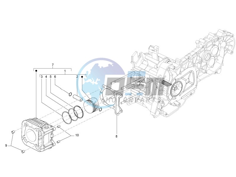 Cylinder - piston - wrist pin unit