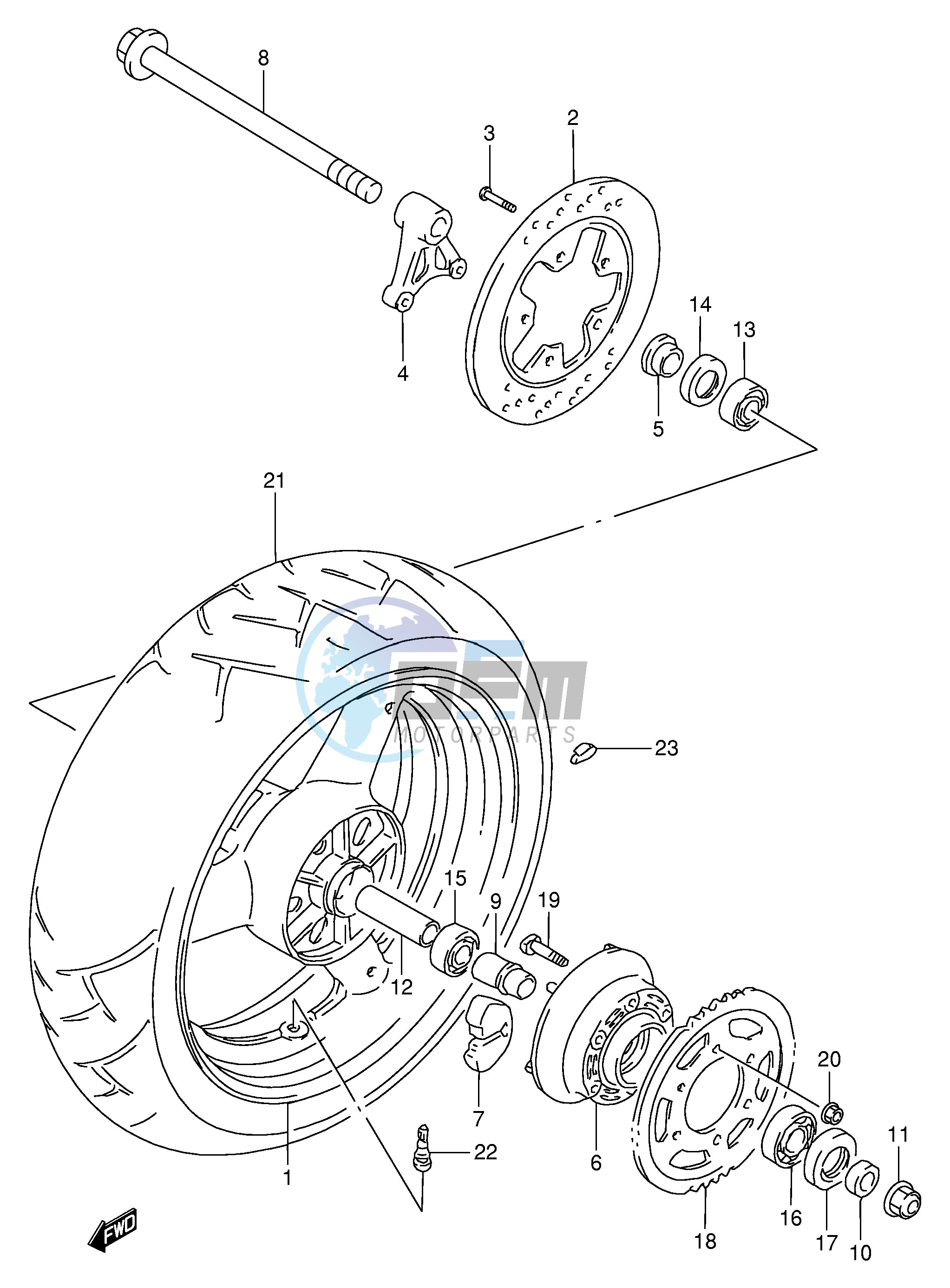 REAR WHEEL (MODEL T V W)