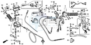 TRX250TE FOURTRAX ES drawing HANDLE LEVER/SWITCH/CABLE