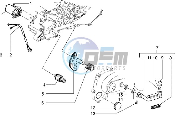 Starting motor-starter lever