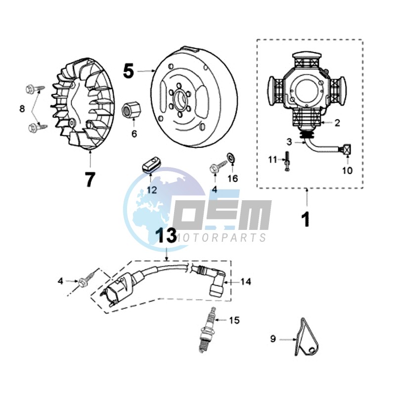 FLYWHEEL MAGNETO WITHOUT PICKUP COIL