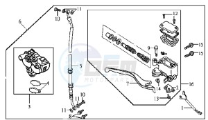 JET EURO X 50 BC ENGINE drawing VOORBRAKE CALIPER / BRAKE LEVER /BRAKE LINES