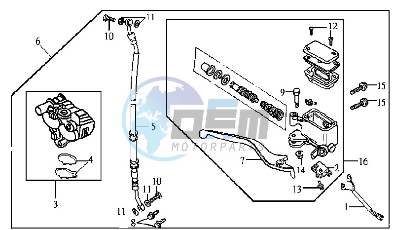 VOORBRAKE CALIPER / BRAKE LEVER /BRAKE LINES