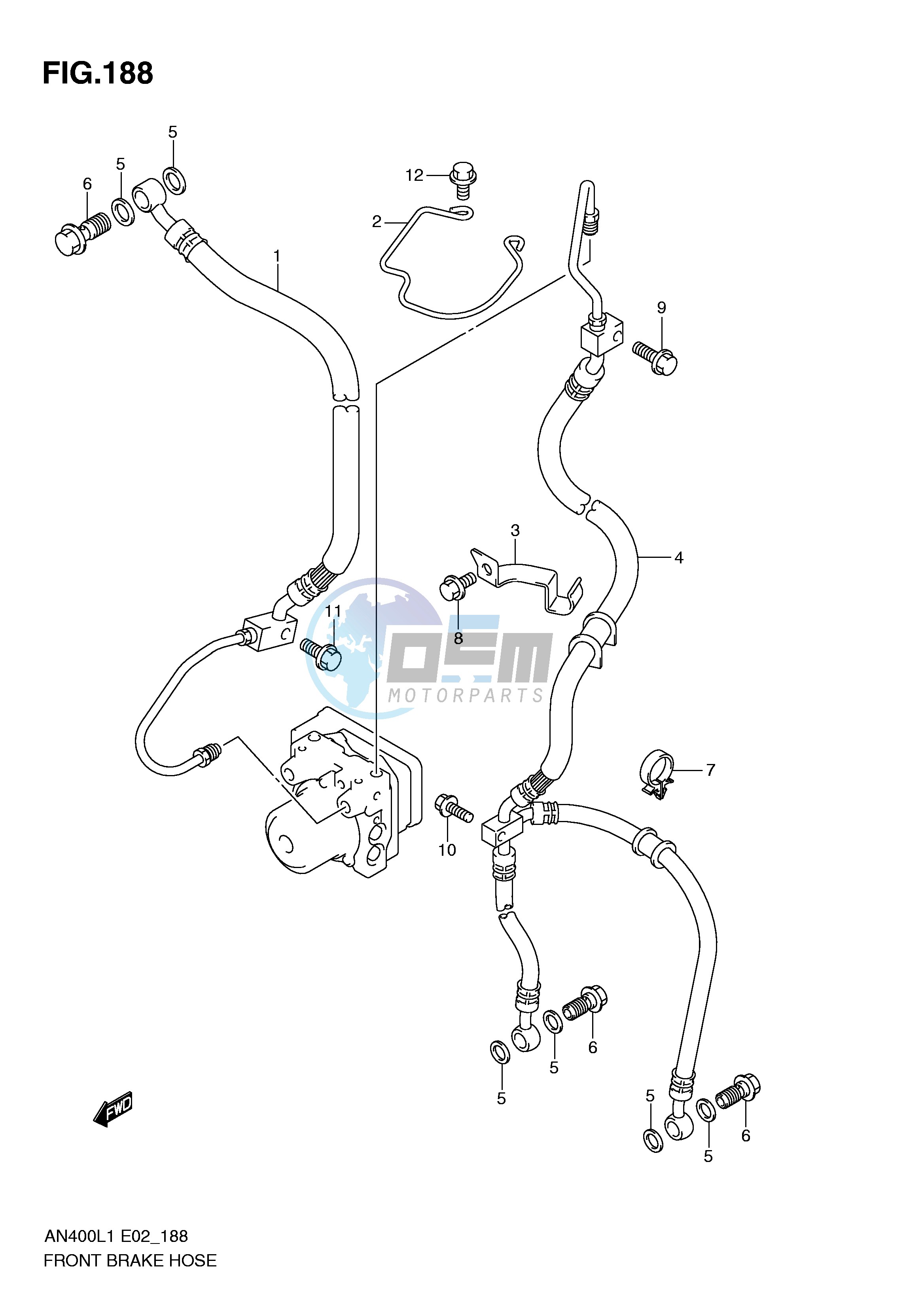 FRONT BRAKE HOSE (AN400AL1 E24)