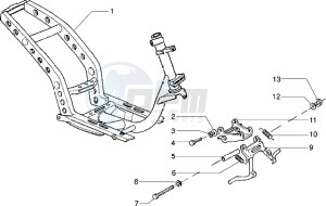 NTT 50 equel to Piaggio NRG mc1 drawing Chassis - Central stand