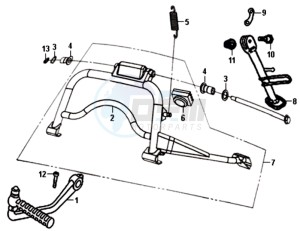 ALLO 50 25 KMH drawing CENTRAL STAND /SIDE STAND/ KICKSTARTER PEDAL