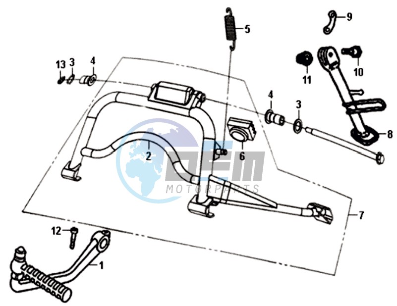 CENTRAL STAND /SIDE STAND/ KICKSTARTER PEDAL