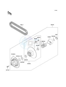 KAF 620 N[MULE 4010 4X4 HARDWOODS GREEN HD] (N9F) N9F drawing DRIVEN CONVERTER_DRIVE BELT