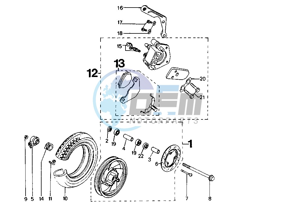 FRONT WHEEL (MODEL SV 50T, SPORT)